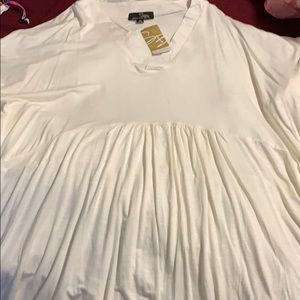 Top with ruffle sleeve and pleated front